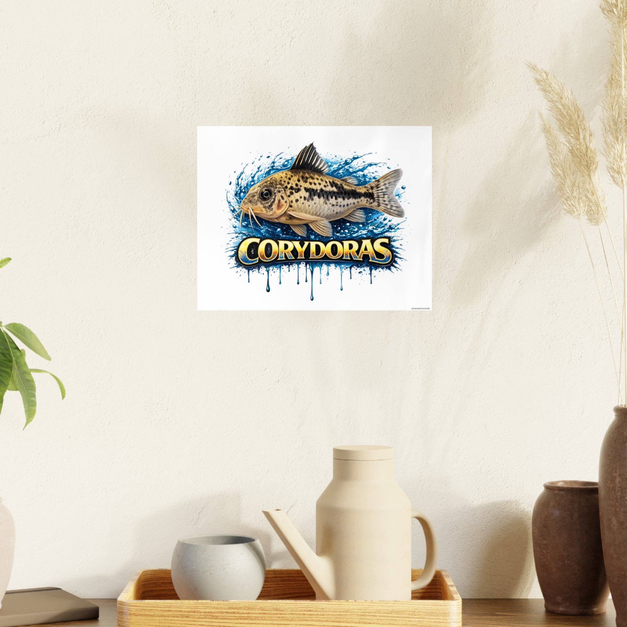 Peppered Corydoras Fish Art Poster — Vibrant Aquarium Print