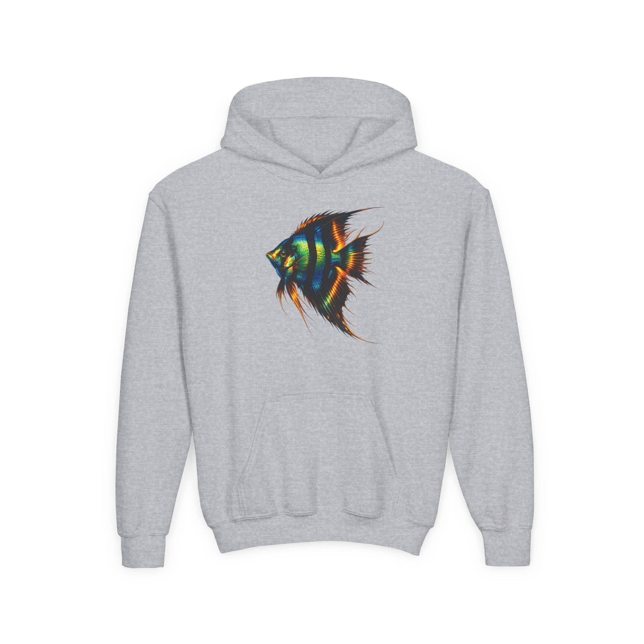 Youth Angelfish Hoodie - Colorful Aquarium Fish Graphic Sweatshirt