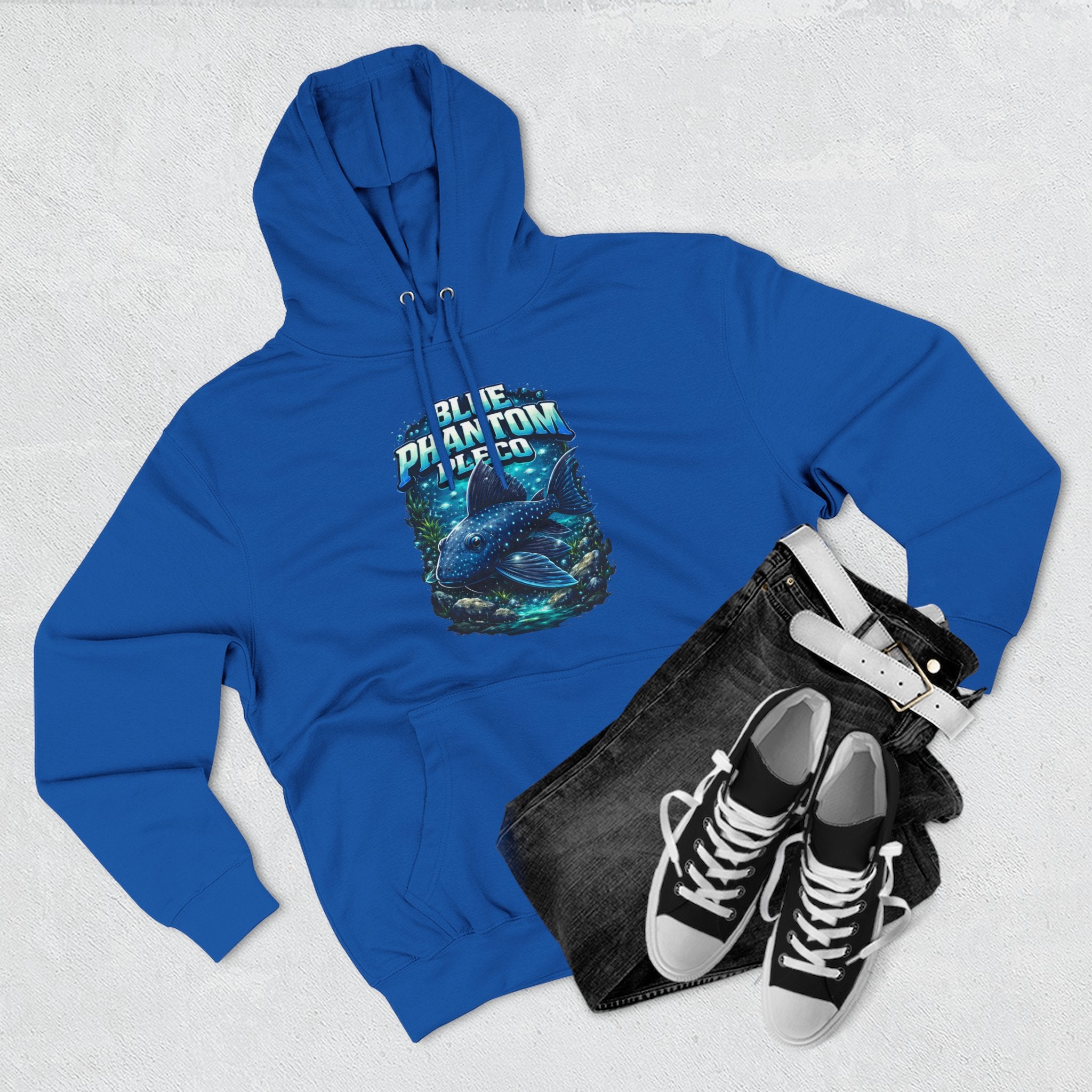 Blue Phantom Pleco L128 Hoodies | Premium Fish Keeper Streetwear | Inverness Ink