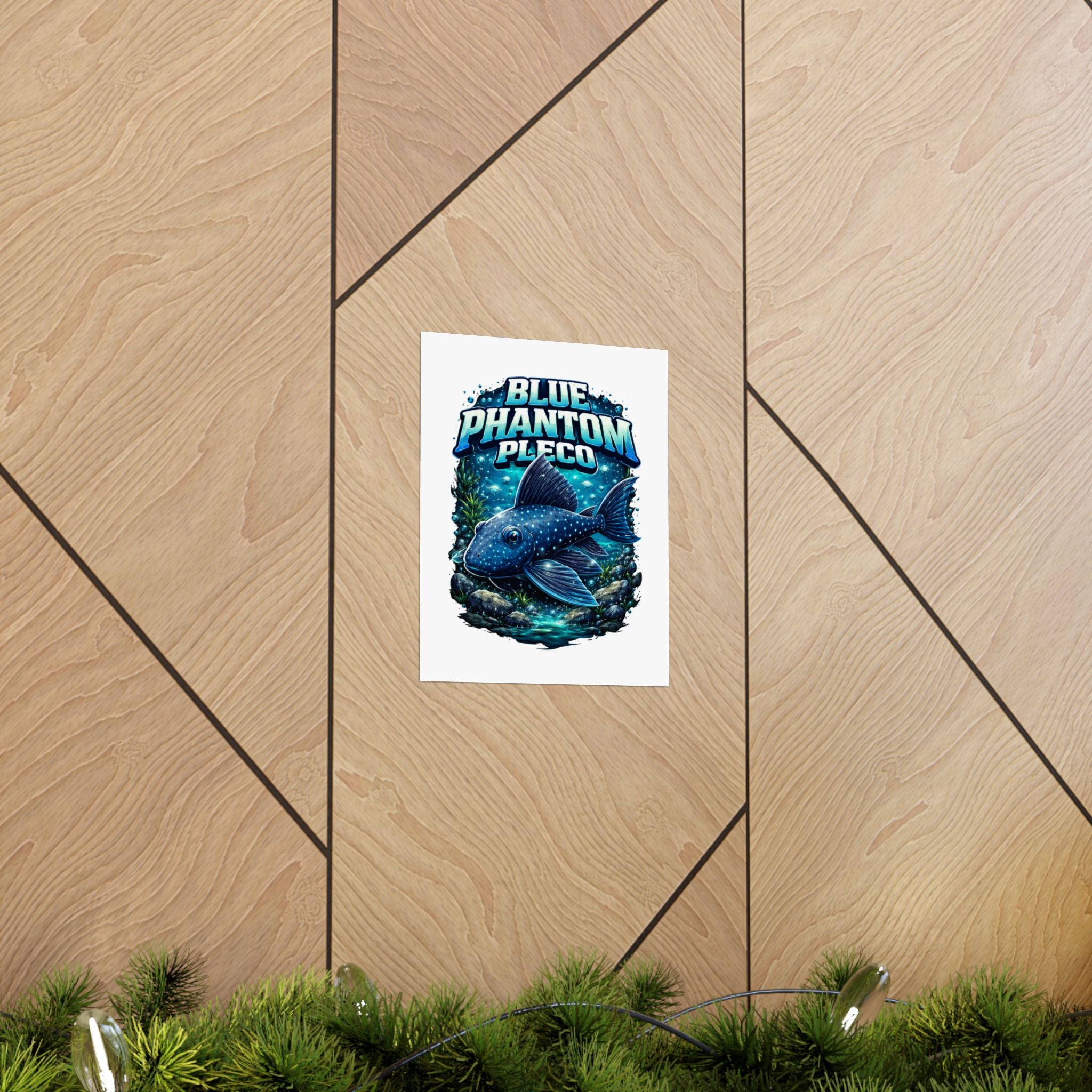Blue Phantom Pleco Poster — Matte Vertical Aquarium Fish Art Print