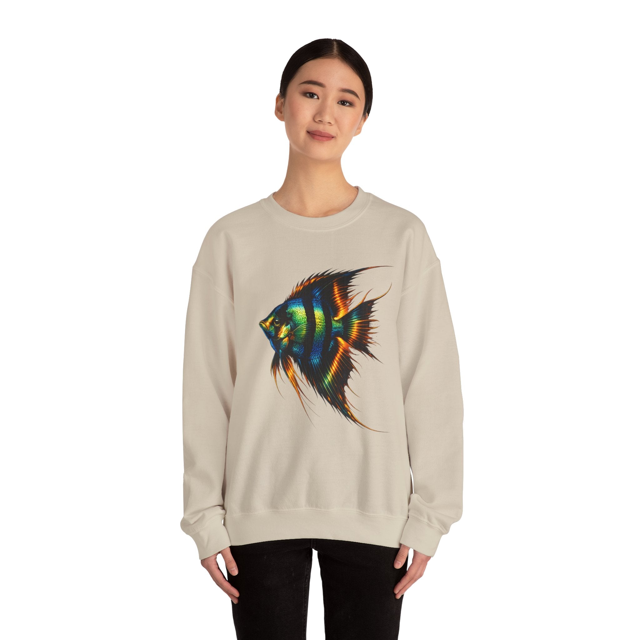 Angelfish Graphic Sweatshirt — Colorful Tropical Fish Crewneck