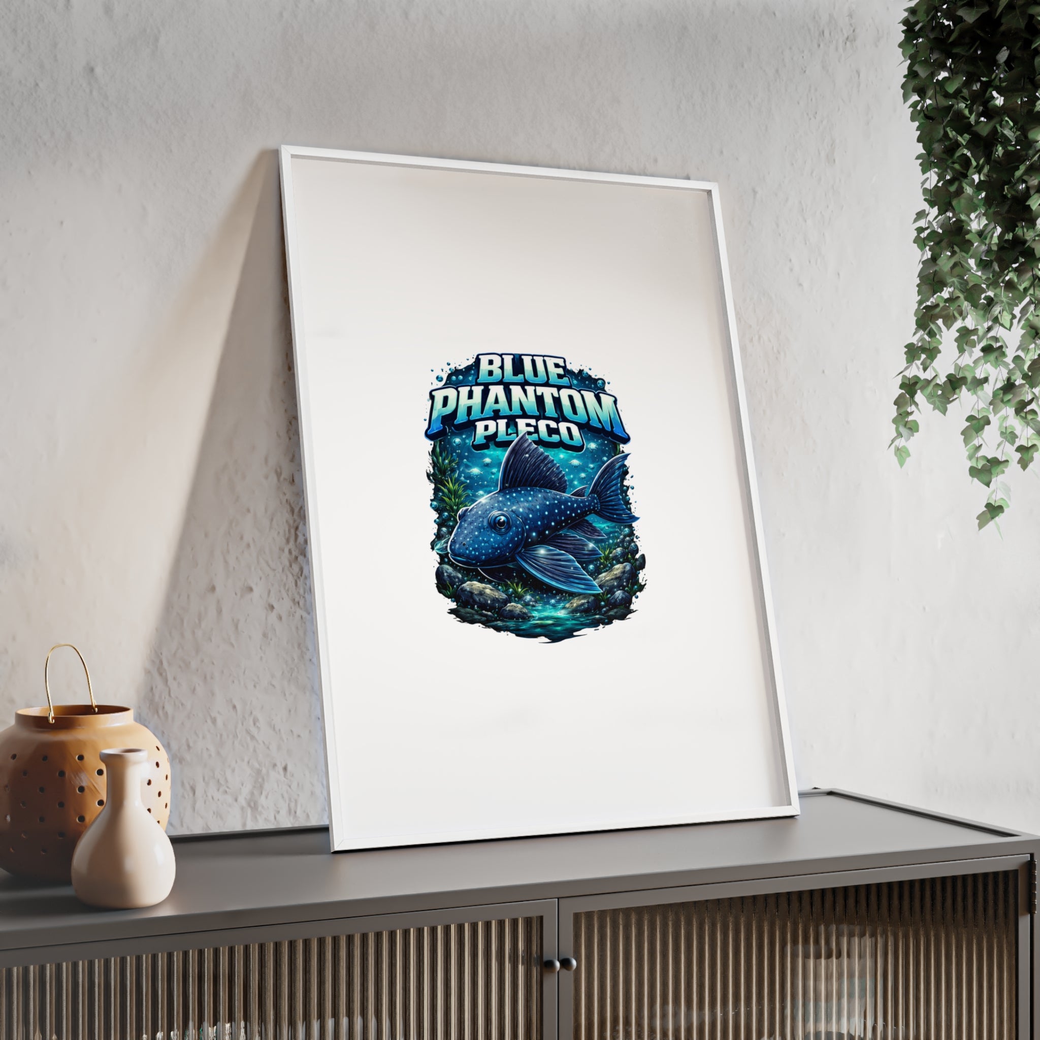 Blue Phantom Pleco Poster — Framed Aquarium Fish Wall Art