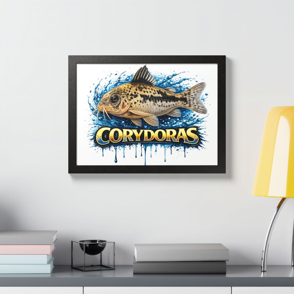 Corydoras Fish Framed Poster — Colorful Aquarium Art Print