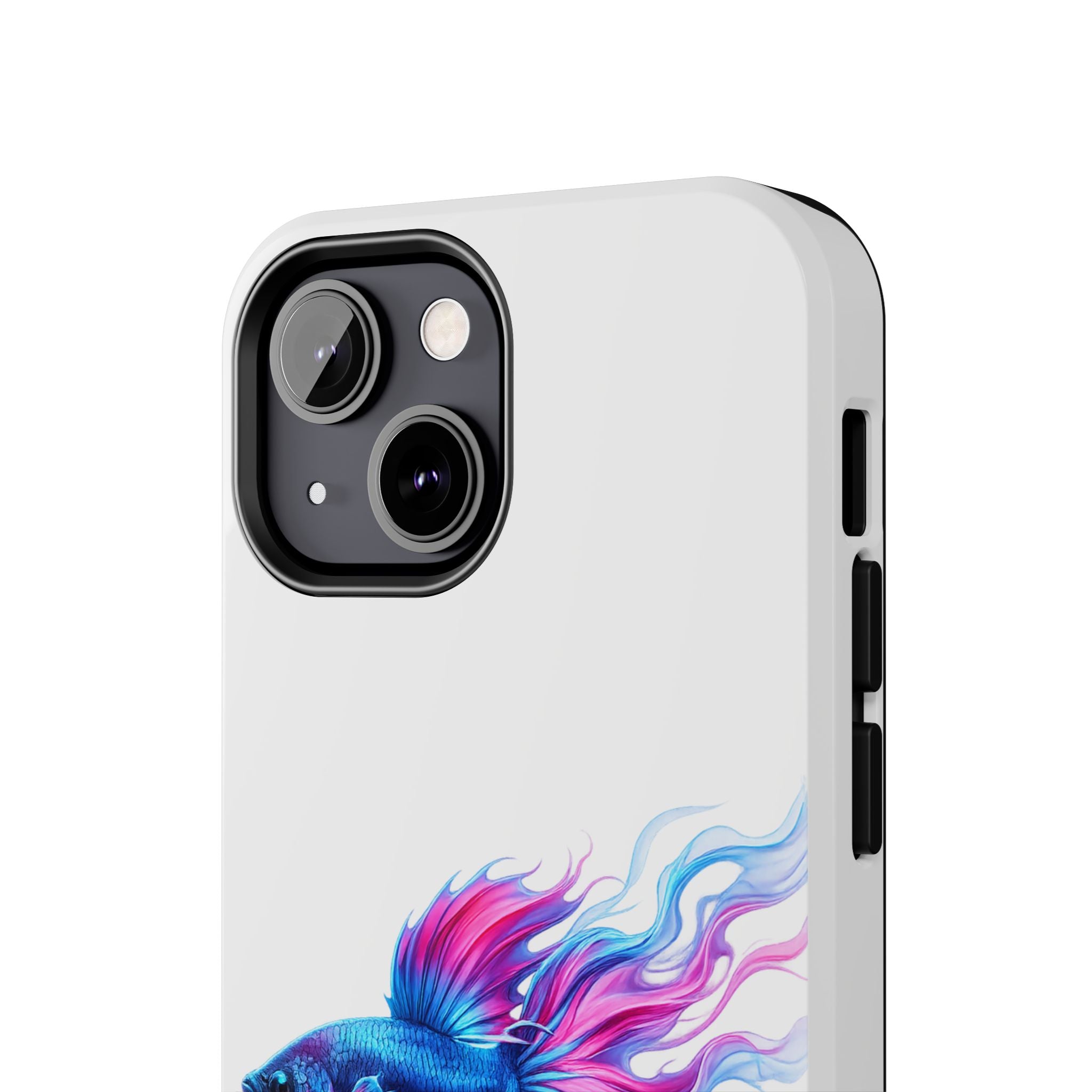 Betta Fish Tough Phone Case — Colorful Blue & Pink Aquarium Art
