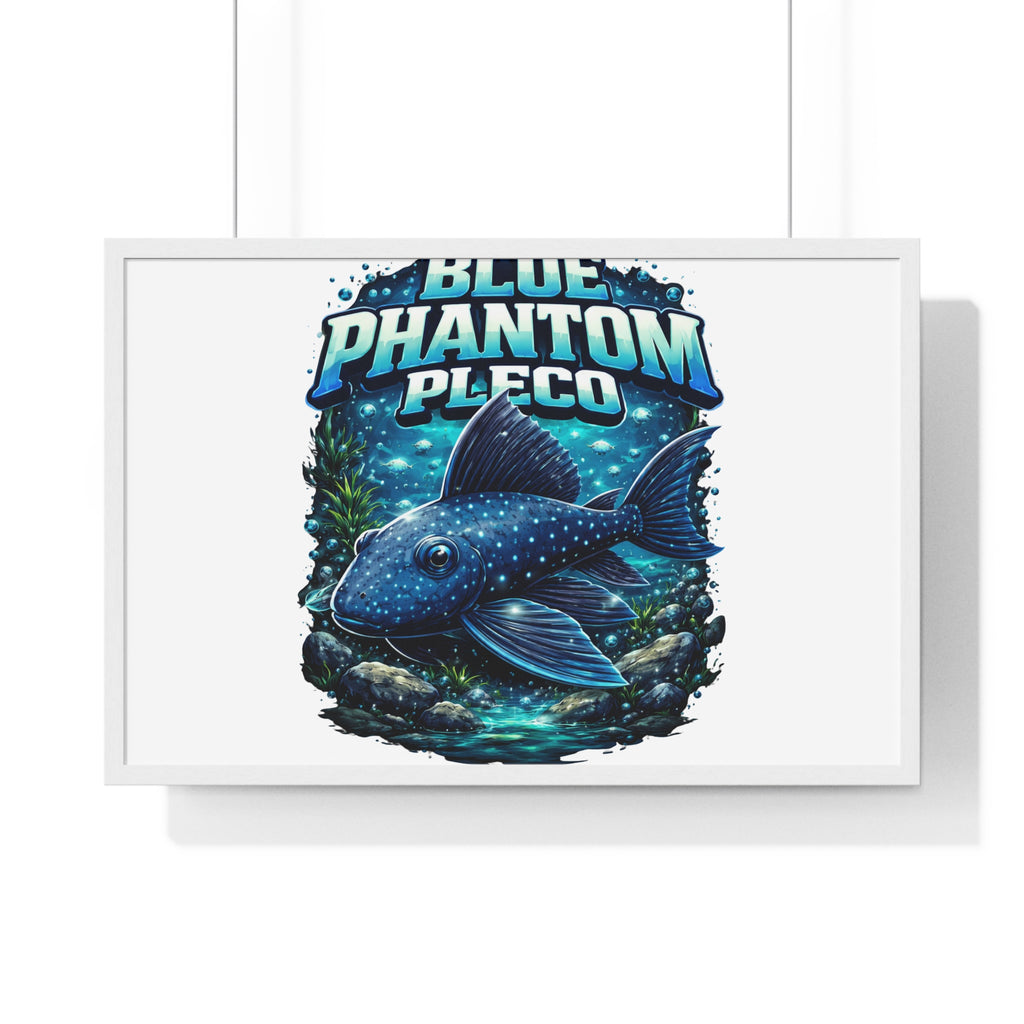 Blue Phantom Pleco Framed Poster — Aquatic Fish Art Print