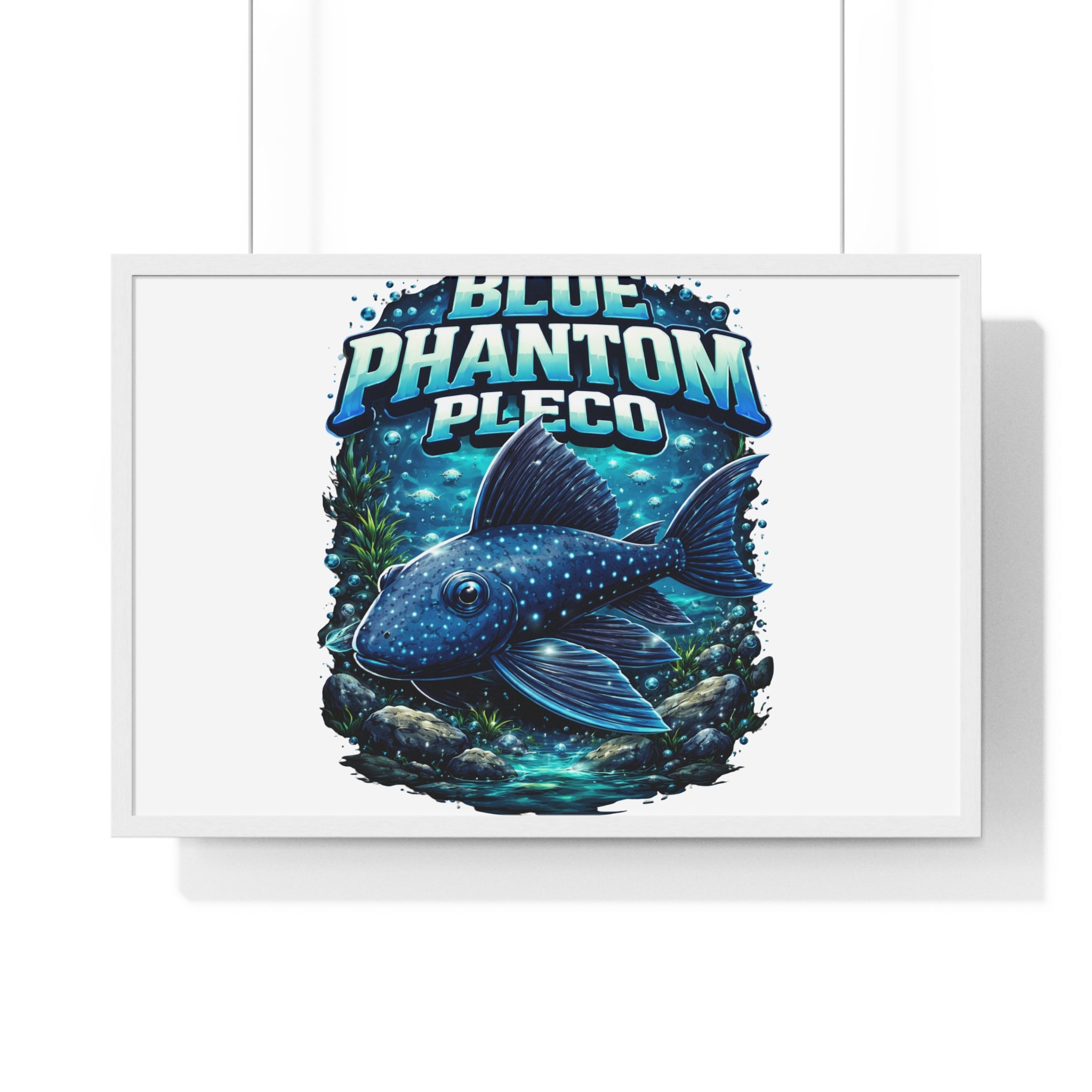 Blue Phantom Pleco Framed Poster — Aquatic Fish Art Print