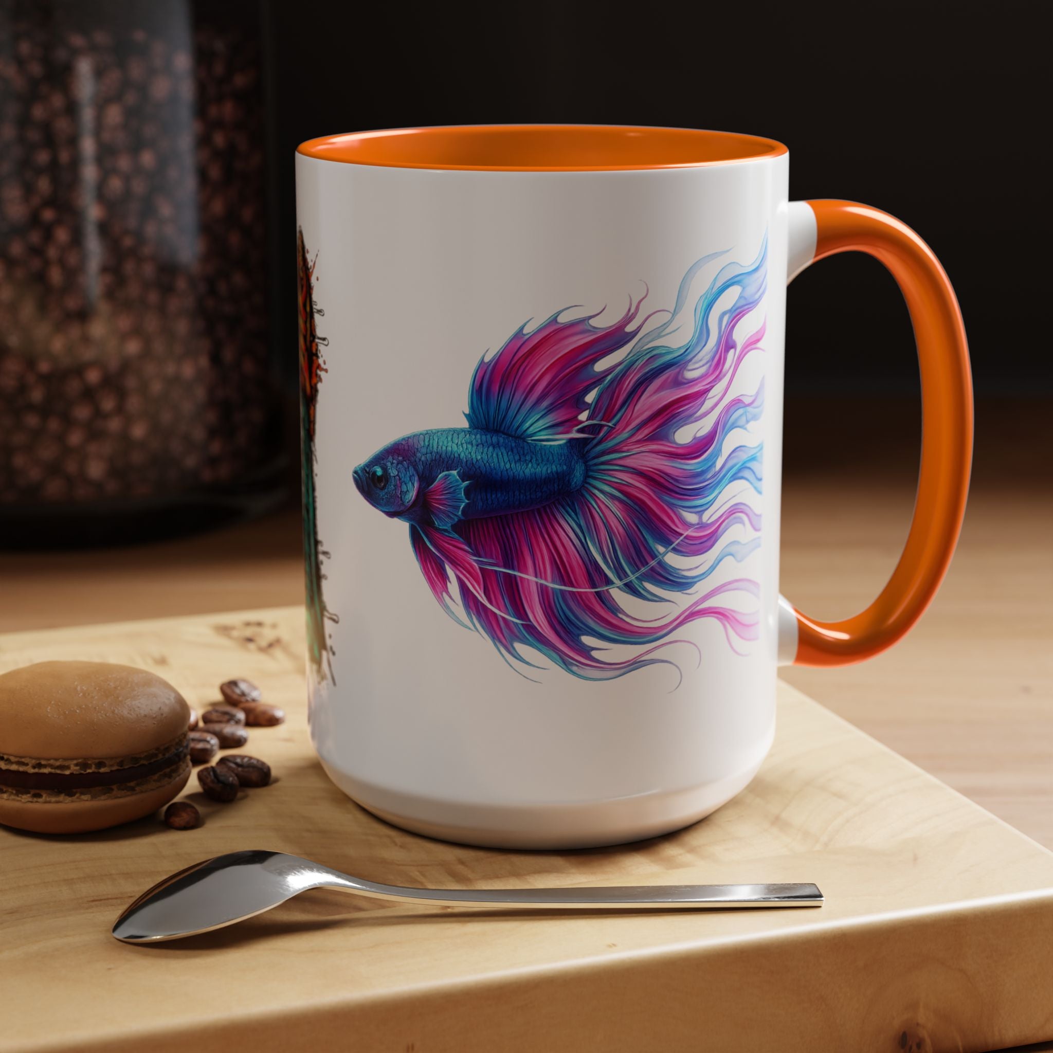 Betta Fish Accent Coffee Mug — Vibrant Neon Betta Design (11/15 oz)