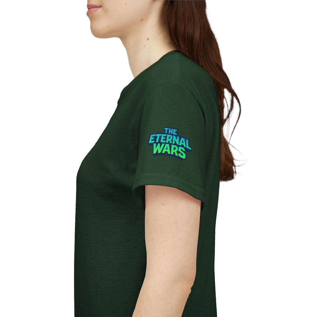 T-Shirt — Nature Warrior Graphic Tee with Man and Dog Illustration