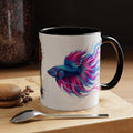 Betta Fish Accent Coffee Mug — Vibrant Neon Betta Design (11/15 oz)
