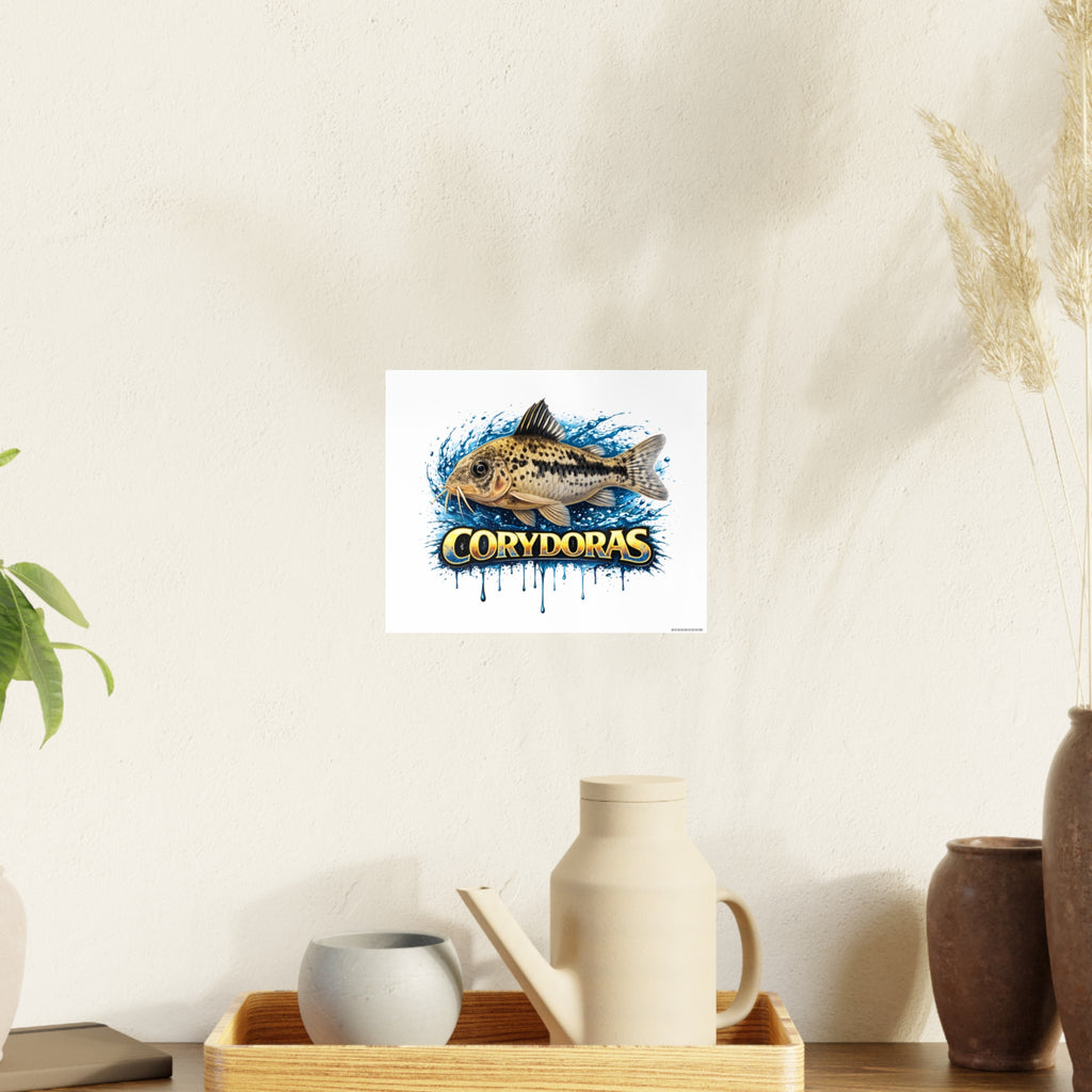 Peppered Corydoras Fish Art Poster — Vibrant Aquarium Print