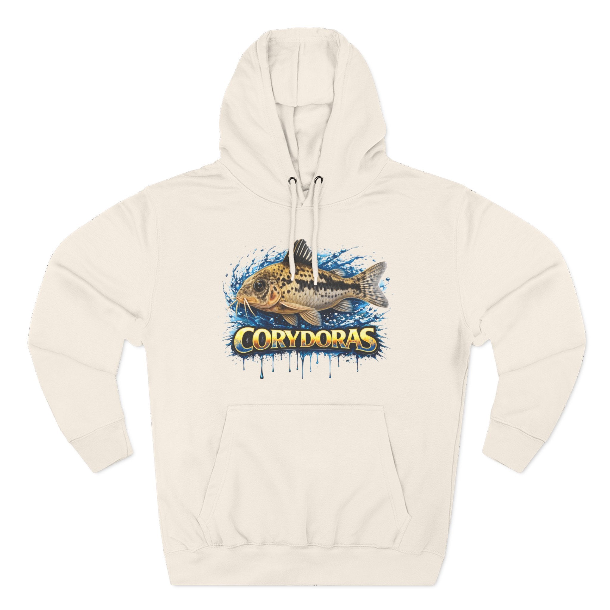 Peppered Corydoras Midweight Fleece Hoodie — Aquatic Catfish Illustration Pullover
