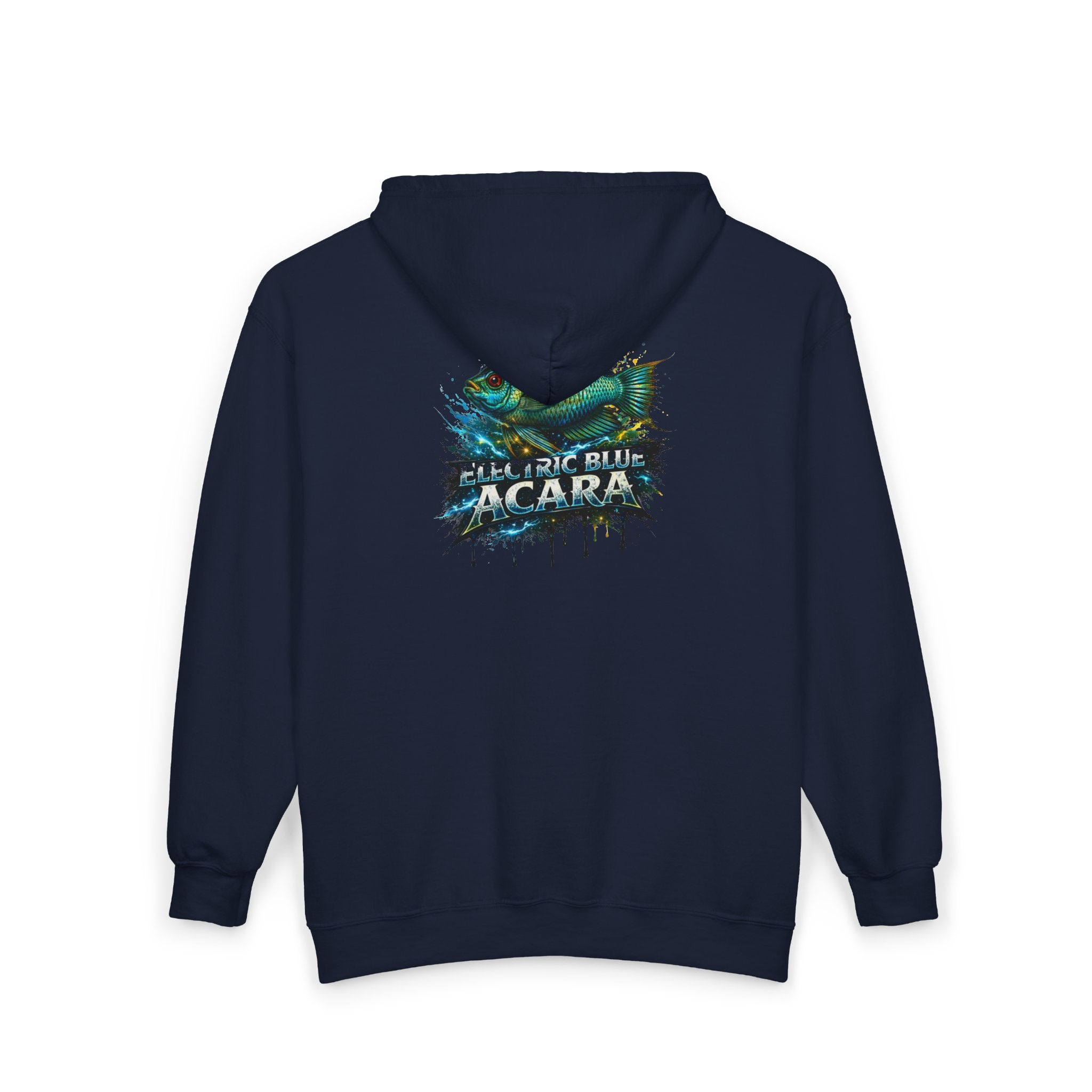Acara Electric Blue Fish Zip Hoodie - Aquarium Fishing Graphic Jacket
