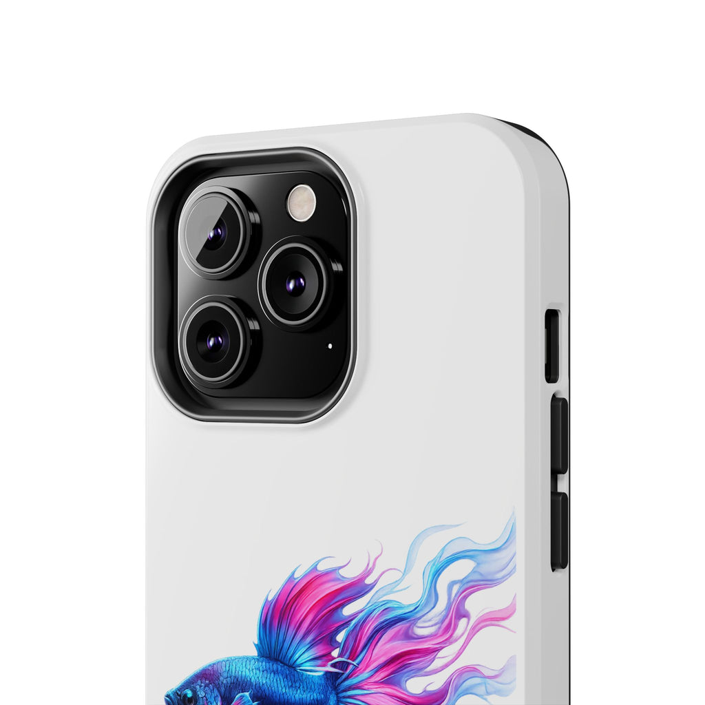 Betta Fish Tough Phone Case — Colorful Blue & Pink Aquarium Art