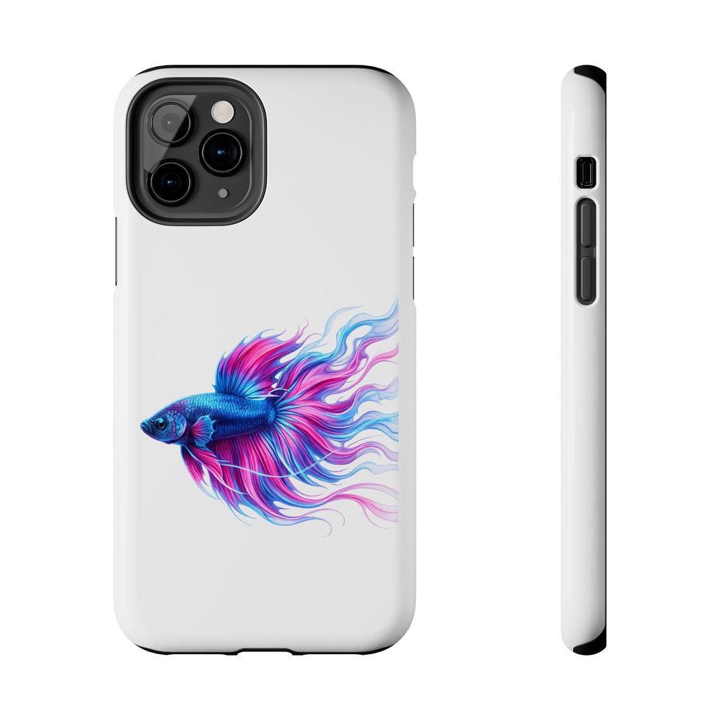 Betta Fish Tough Phone Case — Colorful Blue & Pink Aquarium Art