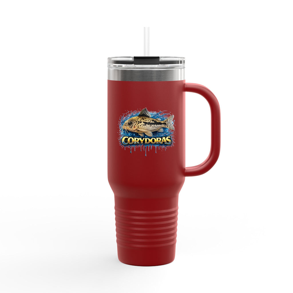 Corydoras Fish 40oz Insulated Travel Mug — Fishing Aquarium Lover Tumbler