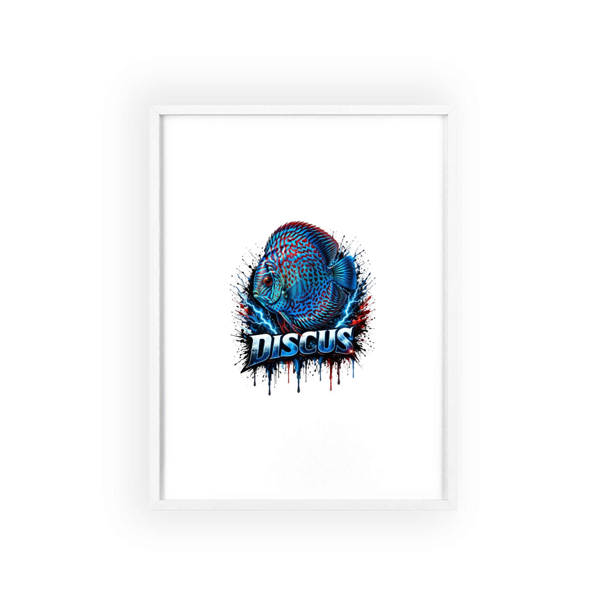 Discus Fish Poster with Wooden Frame — Colorful Aquarium Art Print