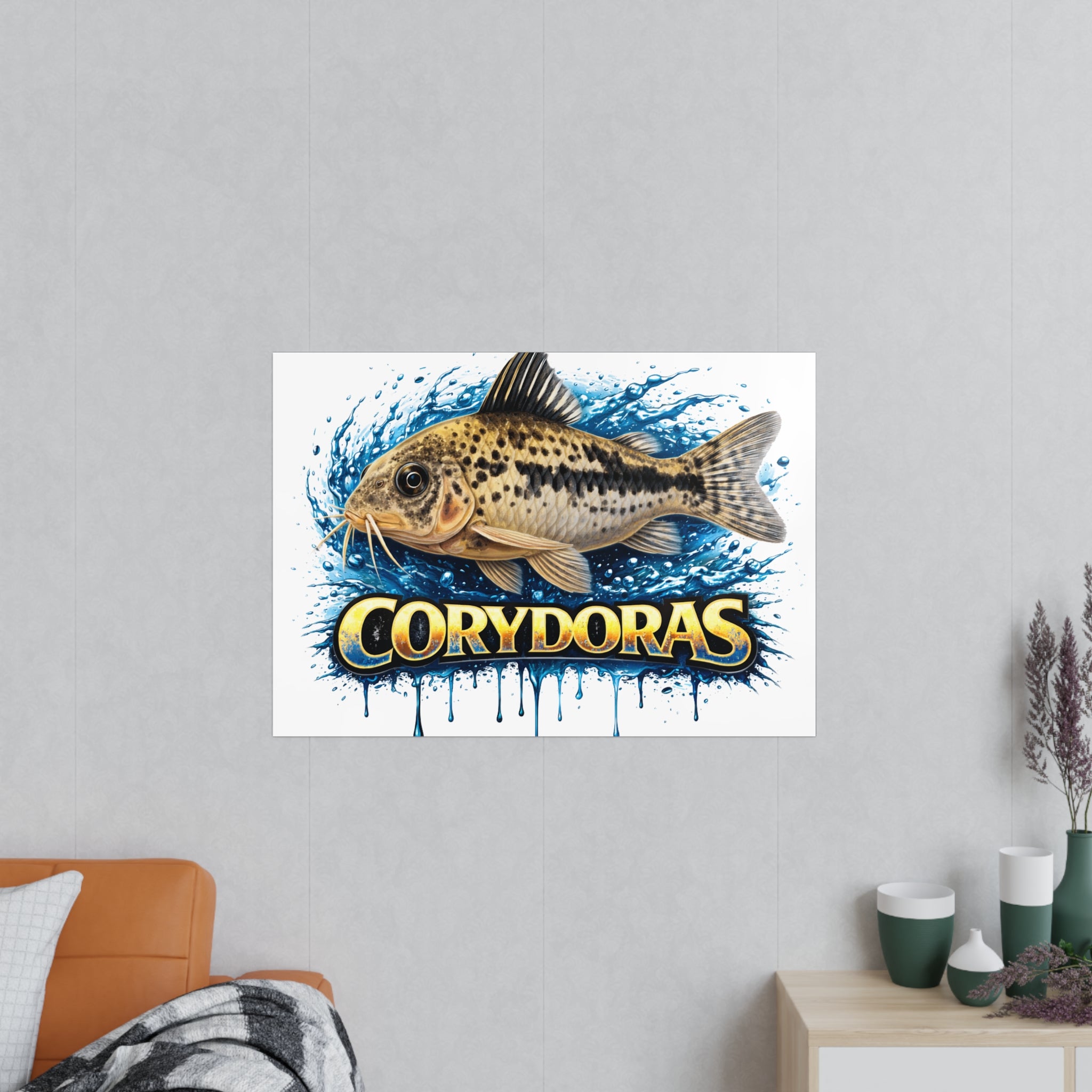 Peppered Cory Photopaper Poster — Colorful Aquarium Catfish Art Print