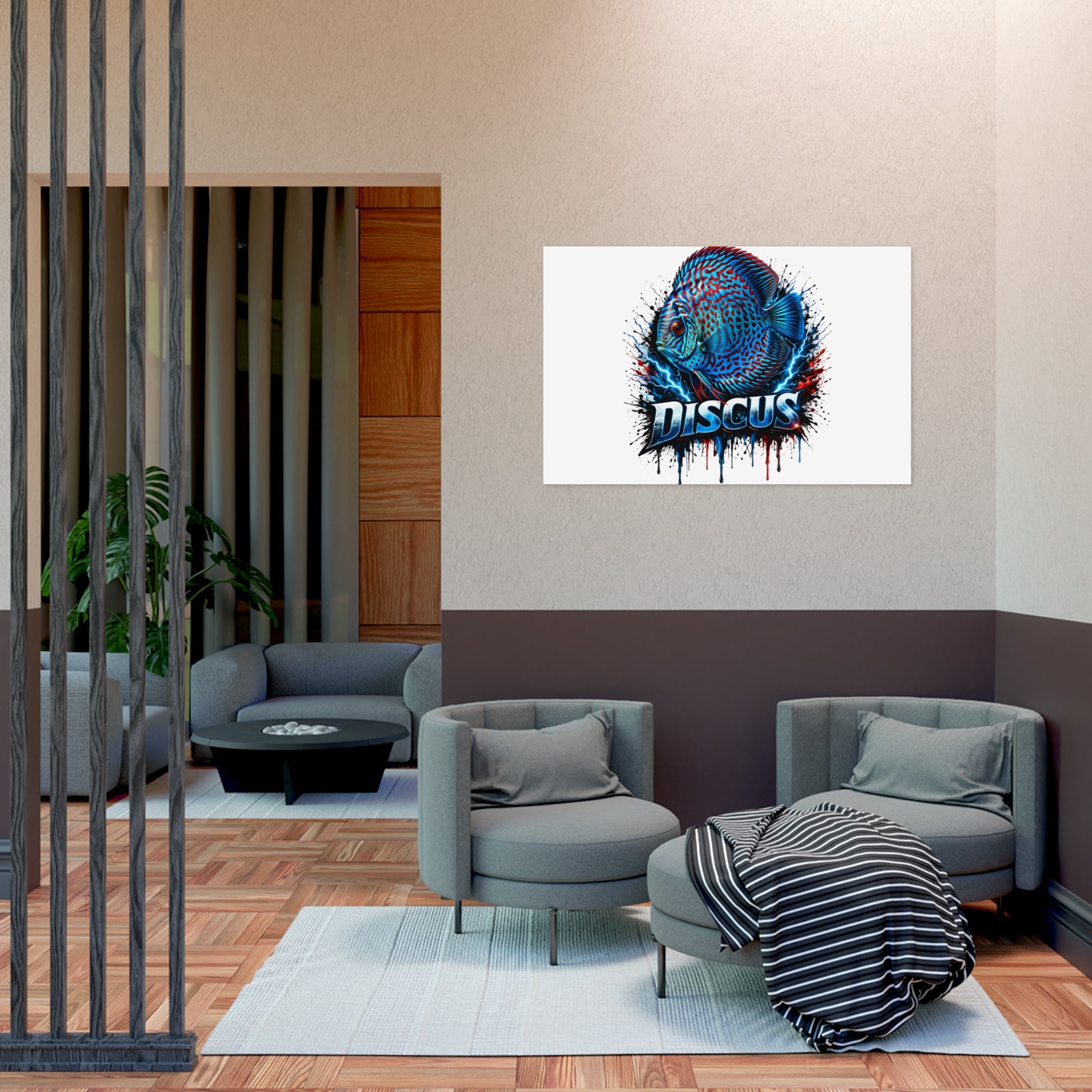 Discus Fish Poster — Vibrant Blue Aquarium Art Print