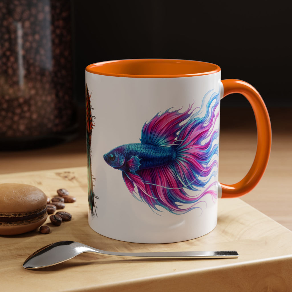 Betta Fish Accent Coffee Mug — Vibrant Neon Betta Design (11/15 oz)