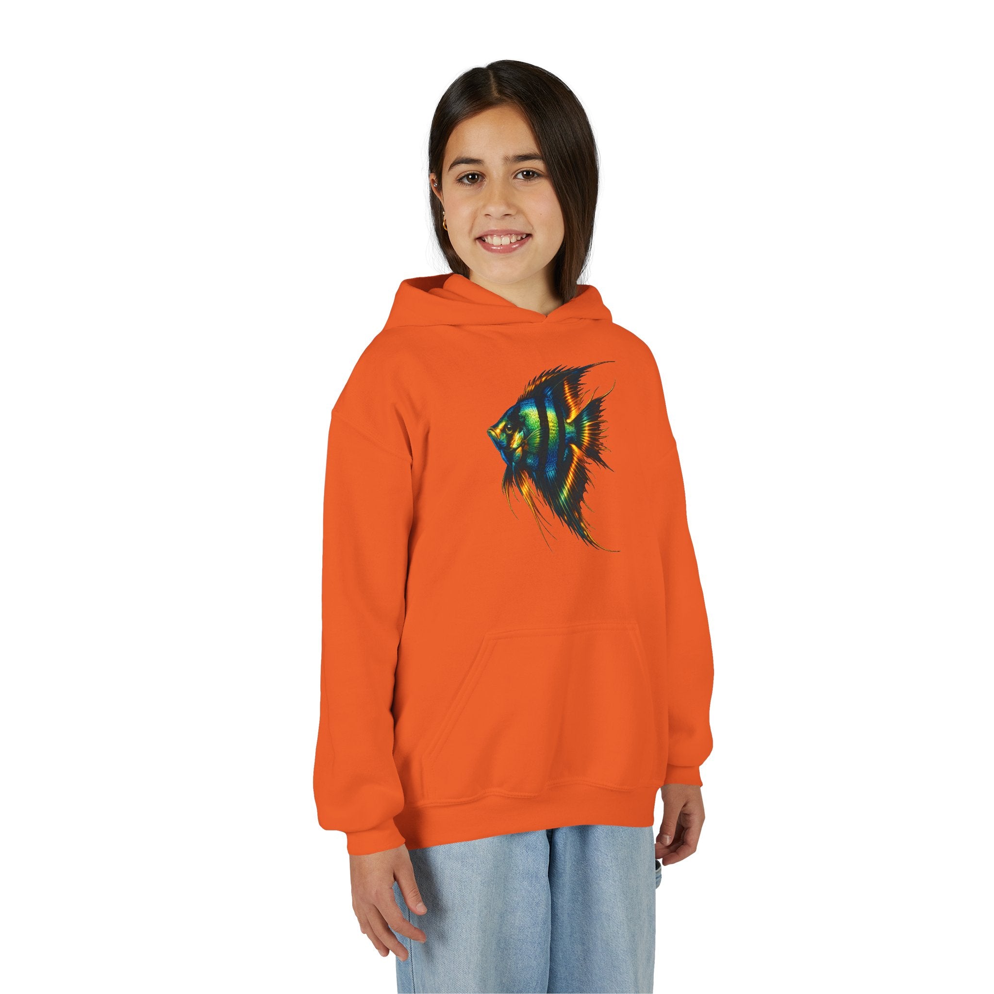 Youth Angelfish Hoodie - Colorful Aquarium Fish Graphic Sweatshirt