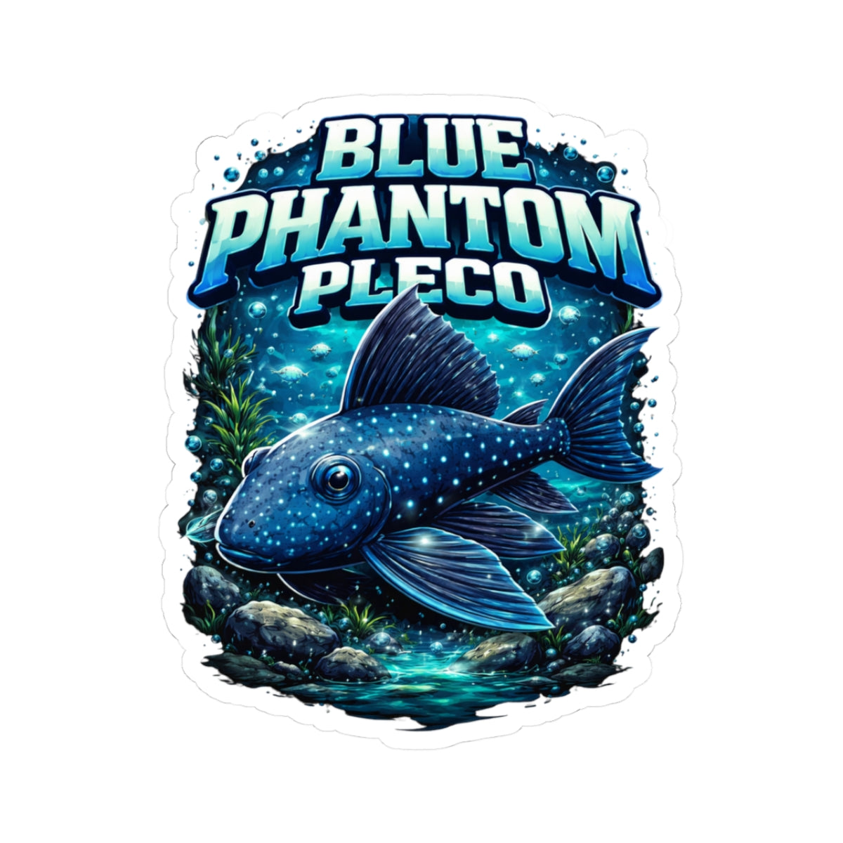 Blue Phantom Pleco Sticker — Aquarium Fish Decal