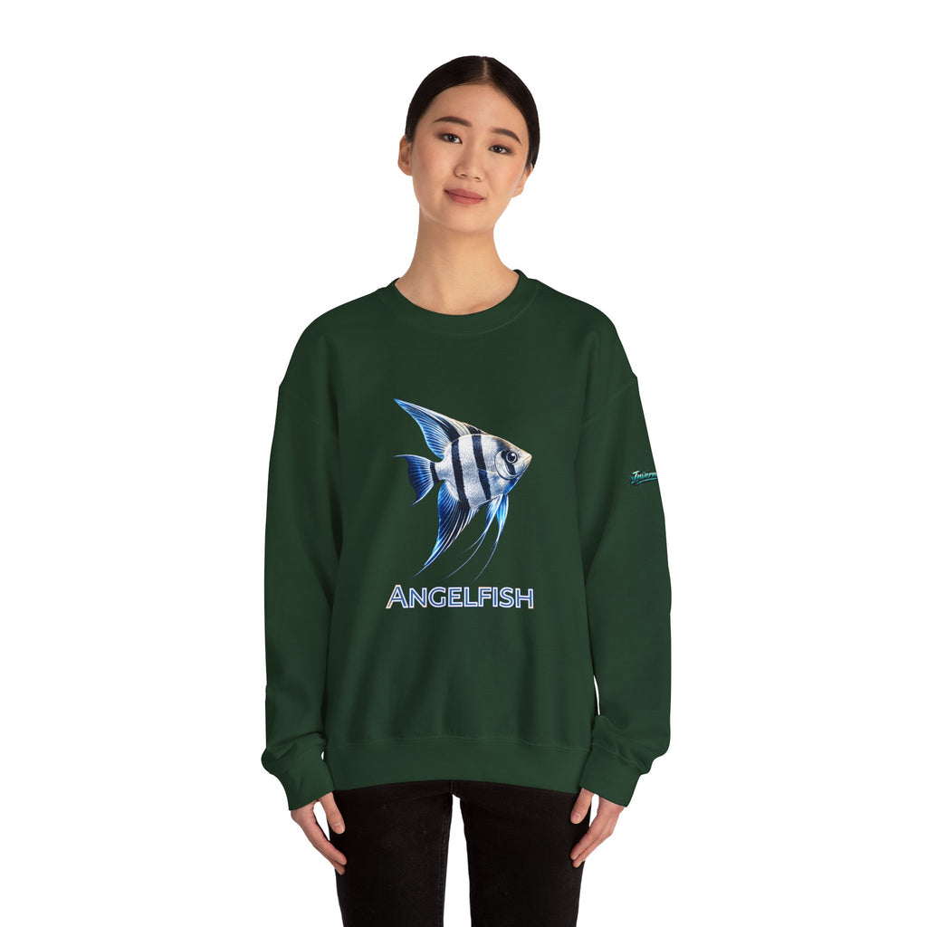 Angelfish Crewneck Sweatshirt — Blue Tropical Fish Graphic