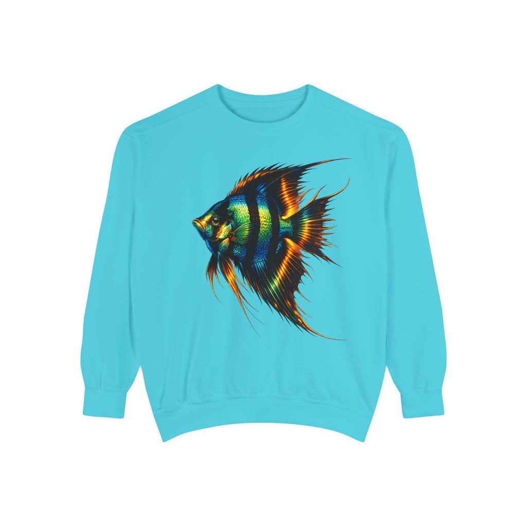 Angelfish Art Sweatshirt — Colorful Aquarium Fish Graphic Sweatshirt