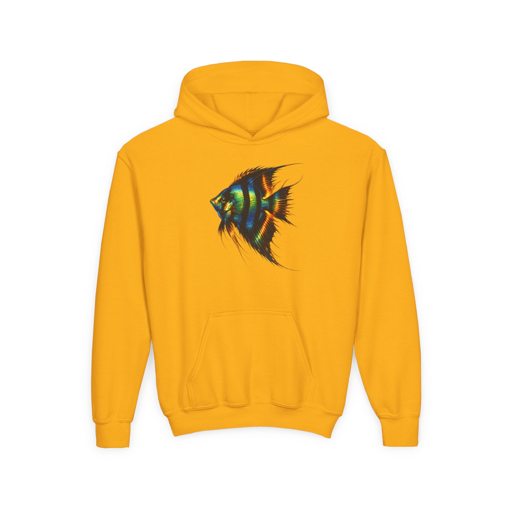 Youth Angelfish Hoodie - Colorful Aquarium Fish Graphic Sweatshirt