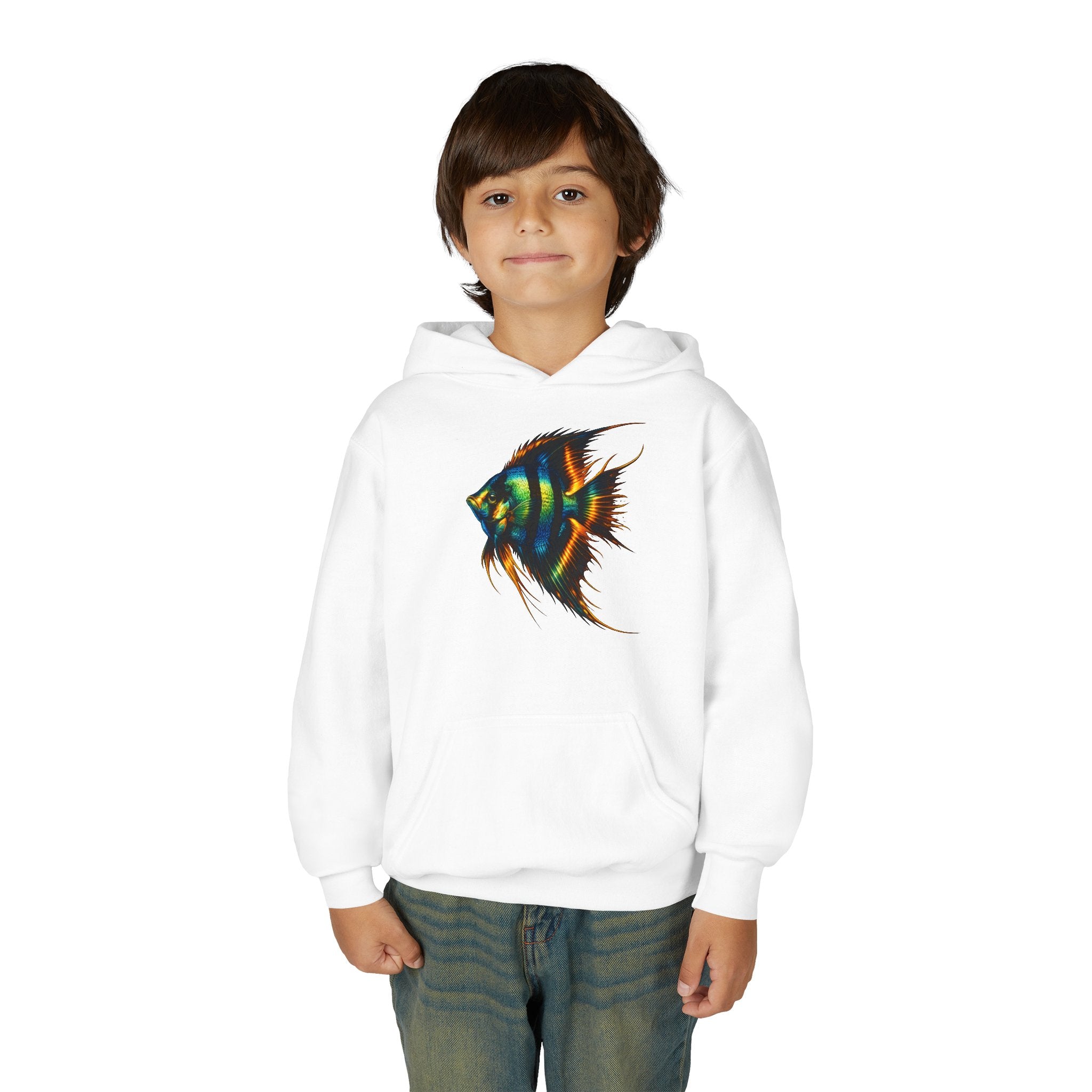 Youth Angelfish Hoodie - Colorful Aquarium Fish Graphic Sweatshirt