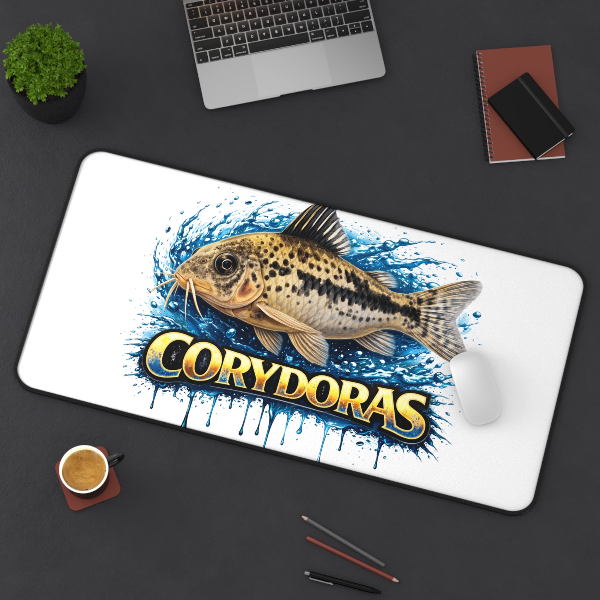 Peppered Cory Aquarium Desk Mat — Fish Tank Mouse Pad for Aquarists