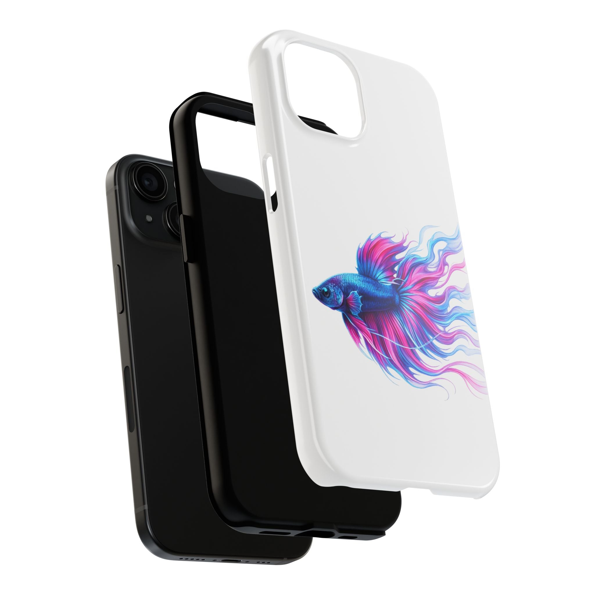 Betta Fish Tough Phone Case — Colorful Blue & Pink Aquarium Art