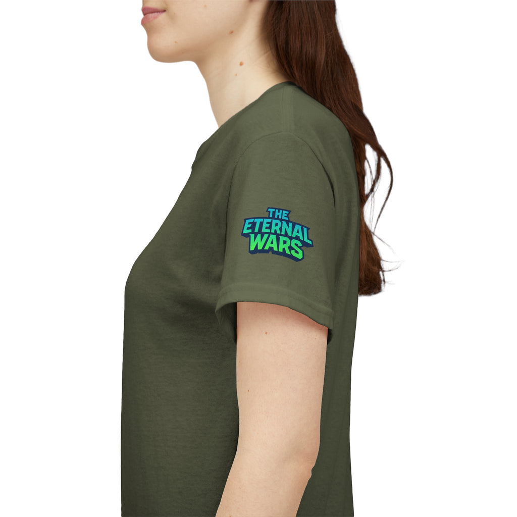 T-Shirt — Nature Warrior Graphic Tee with Man and Dog Illustration