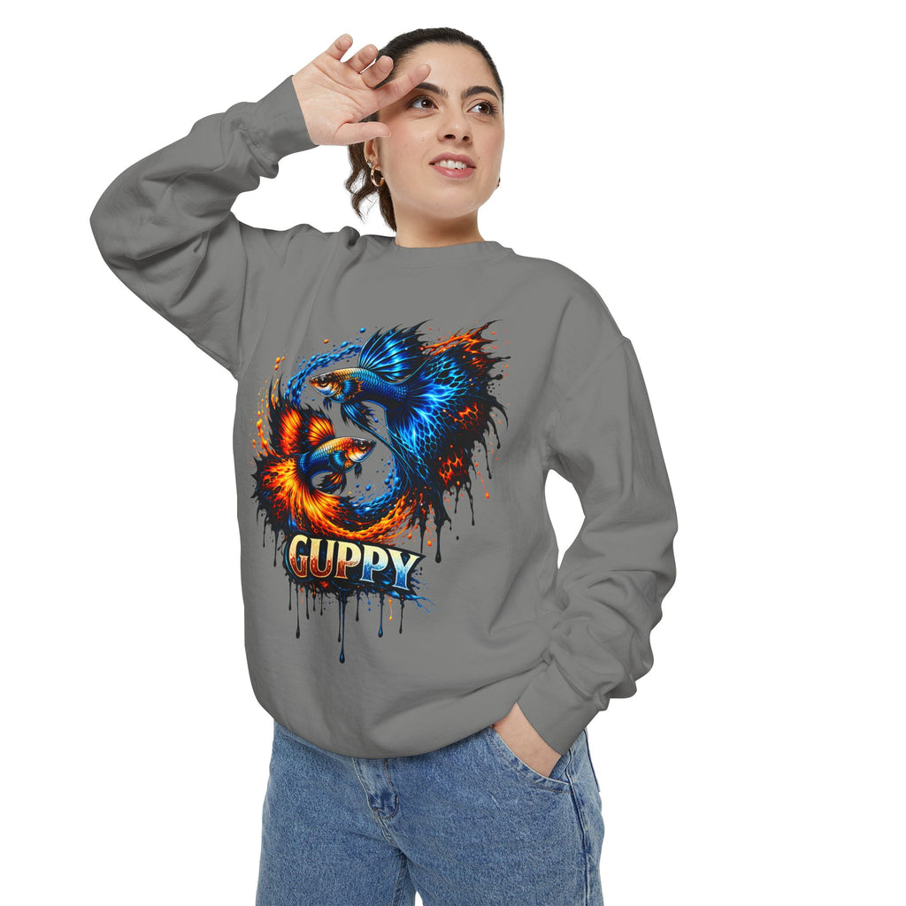 Fire & Ice Guppy – Premium "Neon Flare" Garment-Dyed Sweatshirt