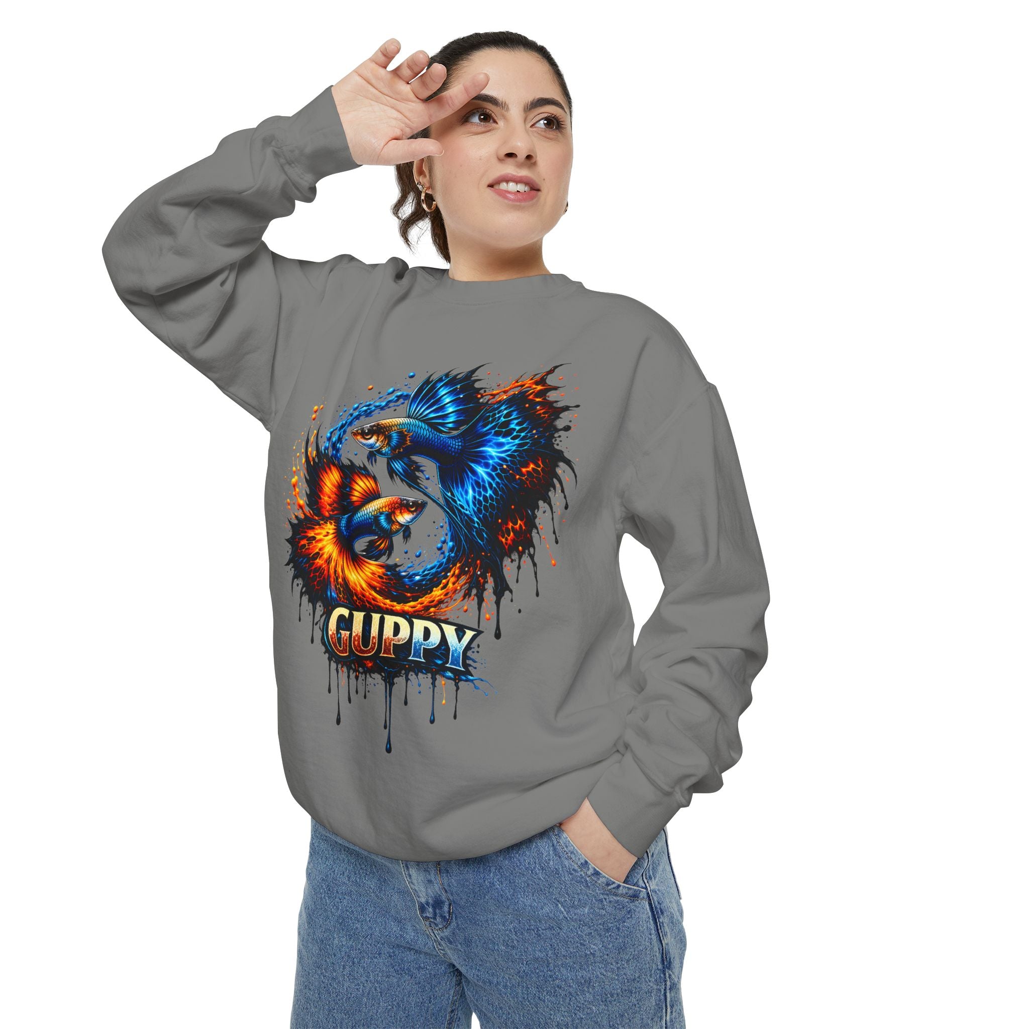 Fire & Ice Guppy – Premium "Neon Flare" Garment-Dyed Sweatshirt