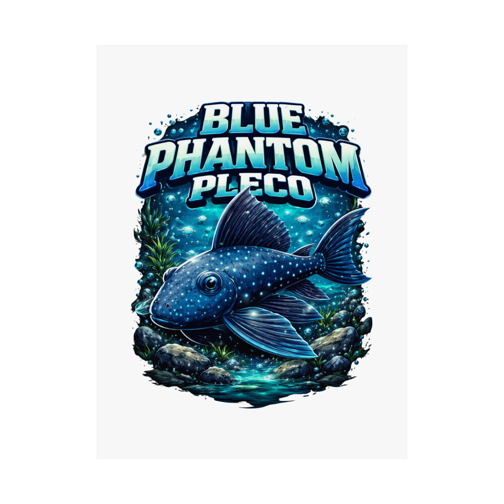Blue Phantom Pleco Poster — Matte Vertical Aquarium Fish Art Print