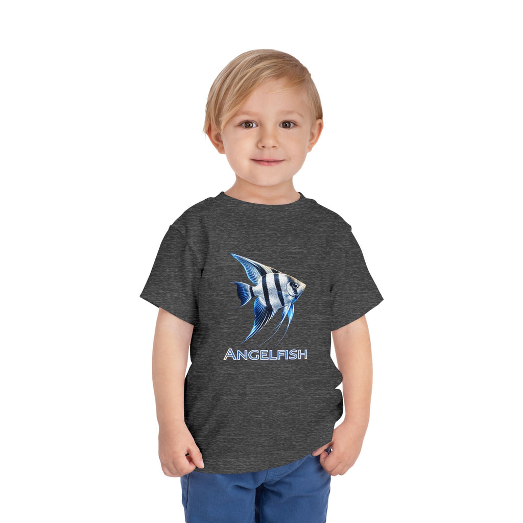 Angelfish Toddler Tee – Blue Aquarium Fish Graphic Shirt