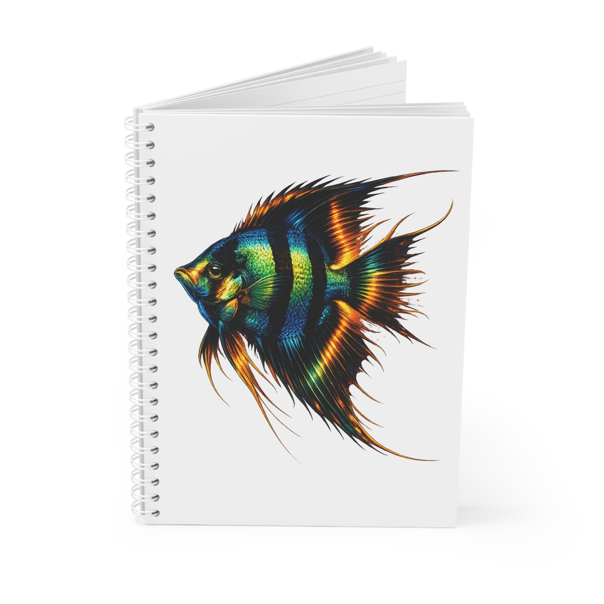 Angelfish Spiral Notebook — Colorful Aquarium Fish Journal with Ink-Style Logo