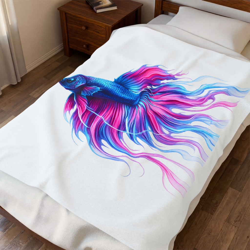 Velveteen Plush Blanket — Electric Paint Betta