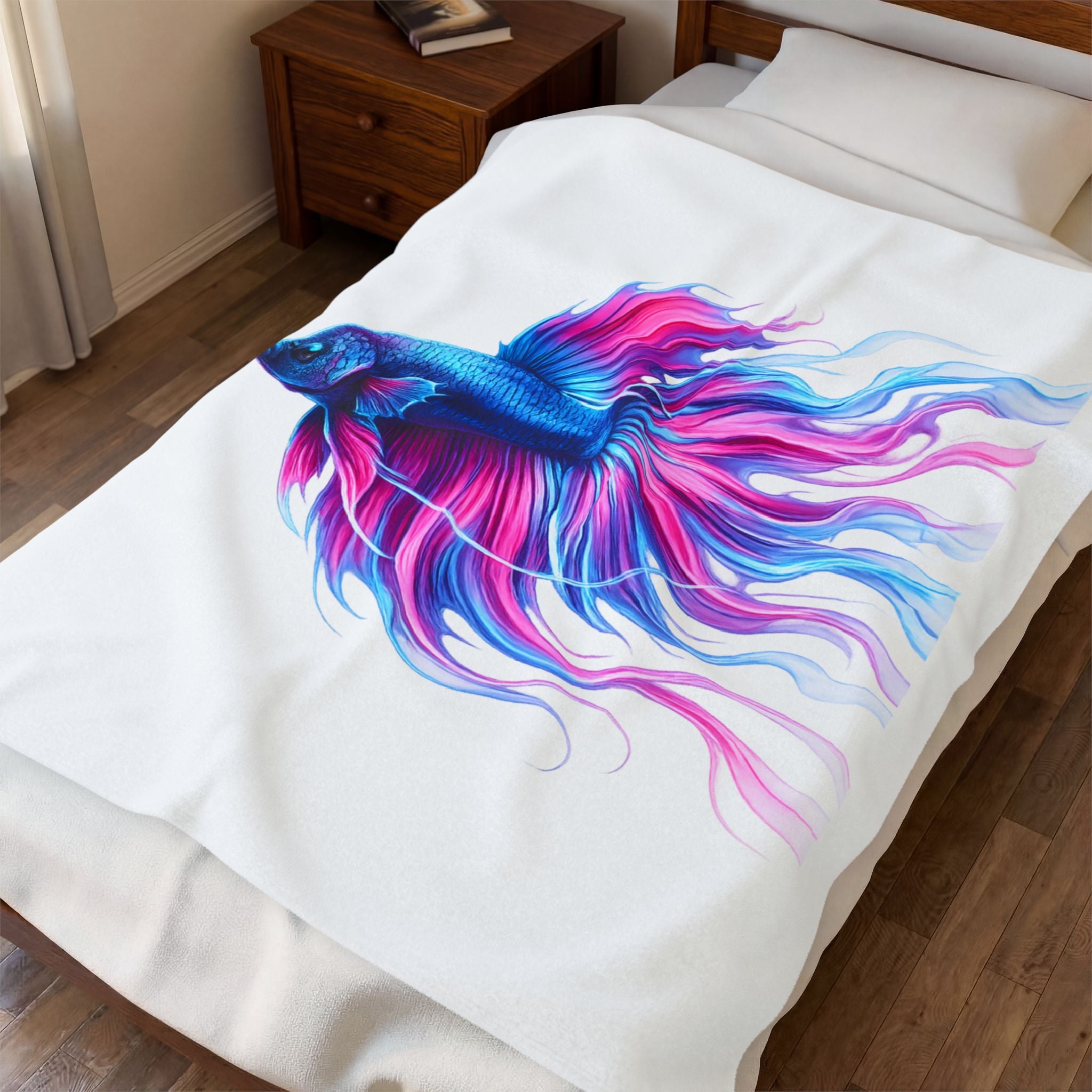Velveteen Plush Blanket — Electric Paint Betta