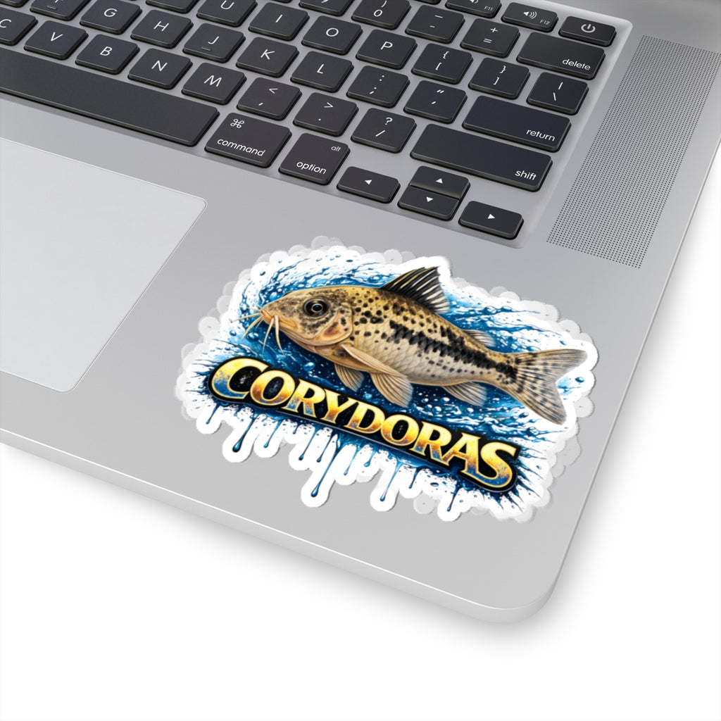 Peppered Corydora Fish-Cut Sticker — Aquarium Catfish Decal for Tanks, Laptops & Gear