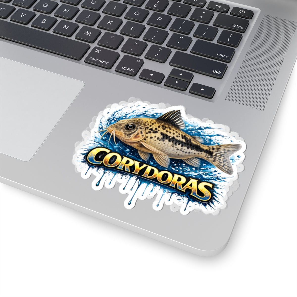 Peppered Corydora Fish-Cut Sticker — Aquarium Catfish Decal for Tanks, Laptops & Gear