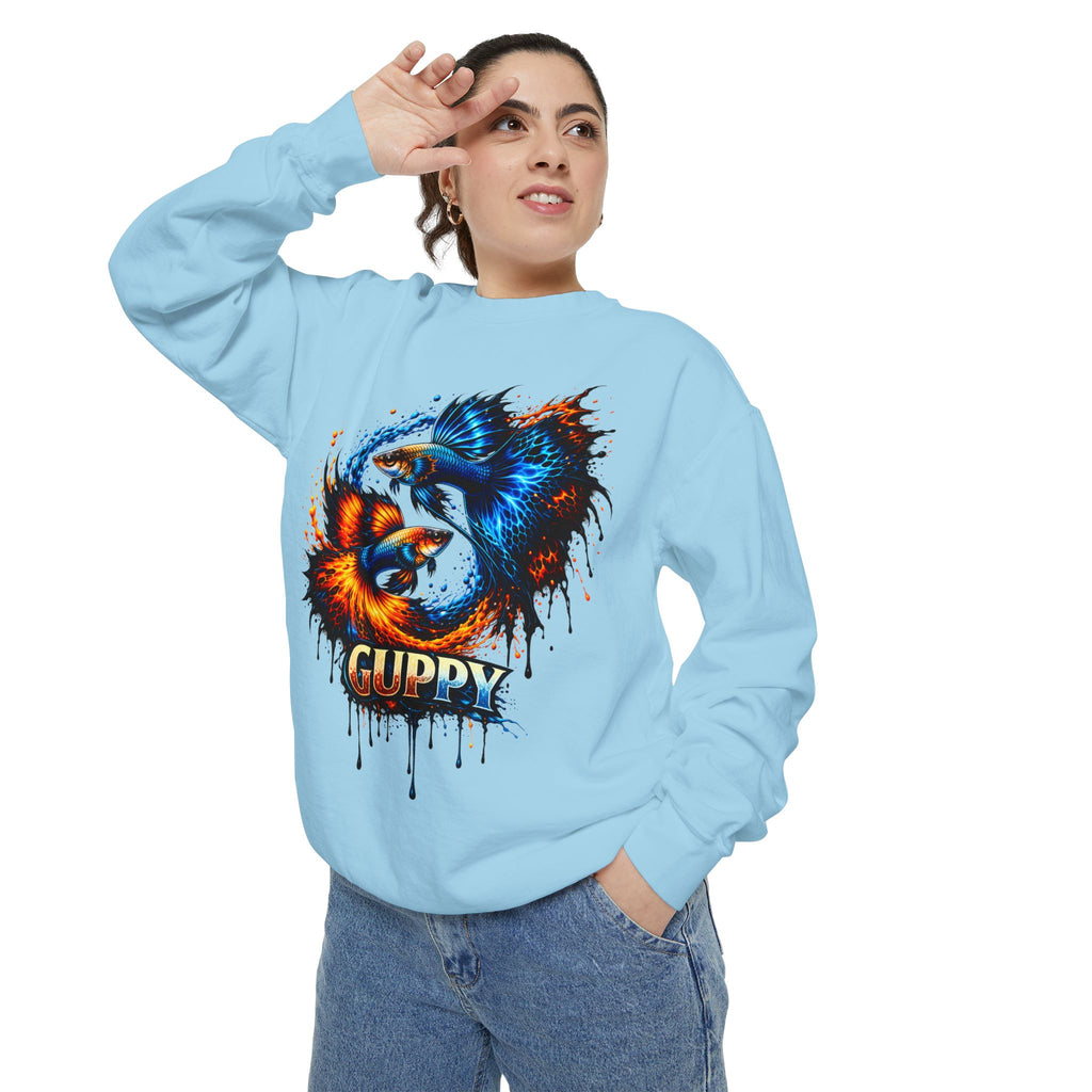 Fire & Ice Guppy – Premium "Neon Flare" Garment-Dyed Sweatshirt