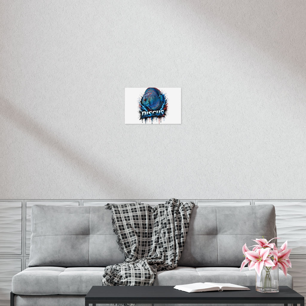 Discus Fish Poster — Vibrant Blue Aquarium Art Print