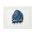 Discus Fish Fine Art Print with Passepartout Frame — Vibrant Blue Aquarium Wall Art