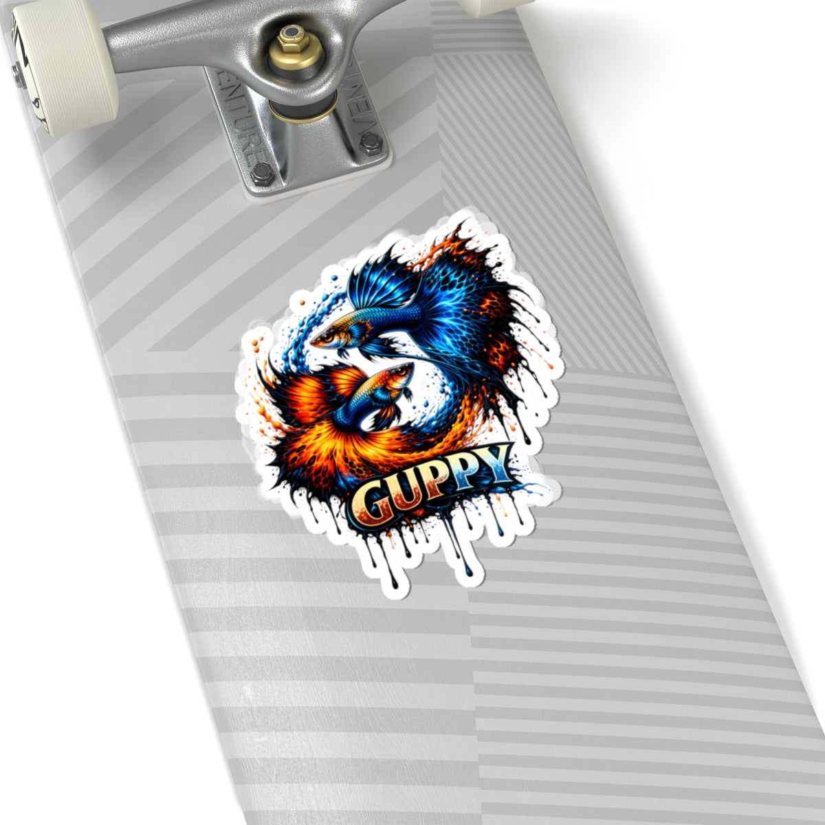 Fire & Ice Guppy – "Neon Flare" Glossy Kiss-Cut Sticker