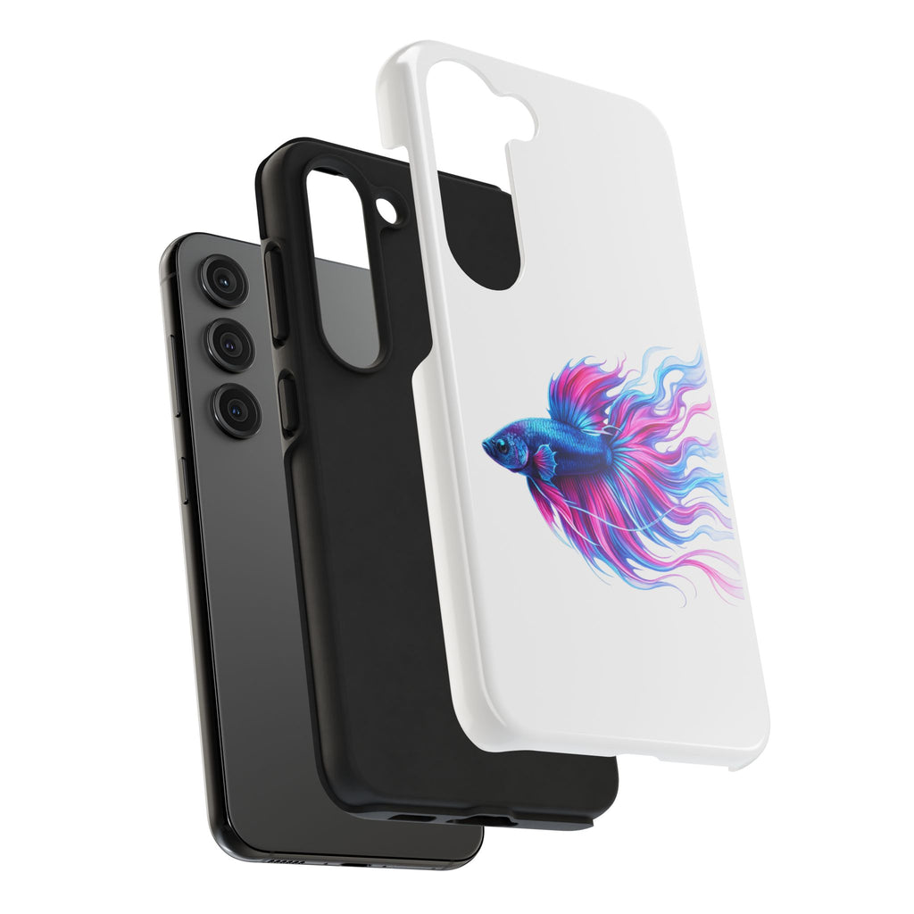 Betta Fish Tough Phone Case — Colorful Blue & Pink Aquarium Art