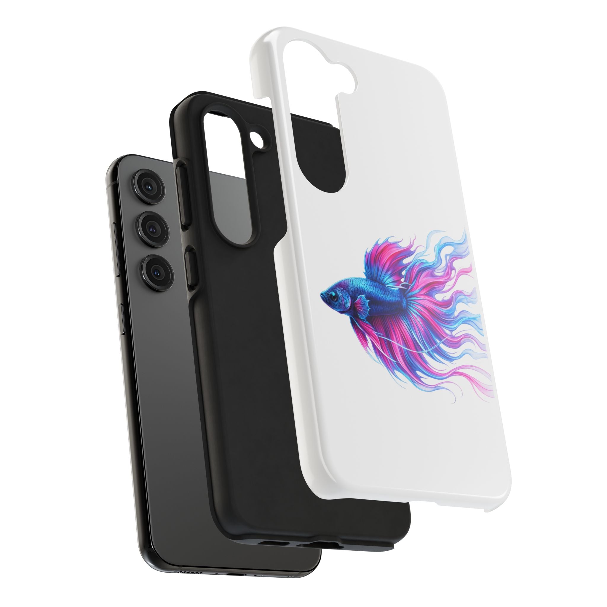 Betta Fish Tough Phone Case — Colorful Blue & Pink Aquarium Art