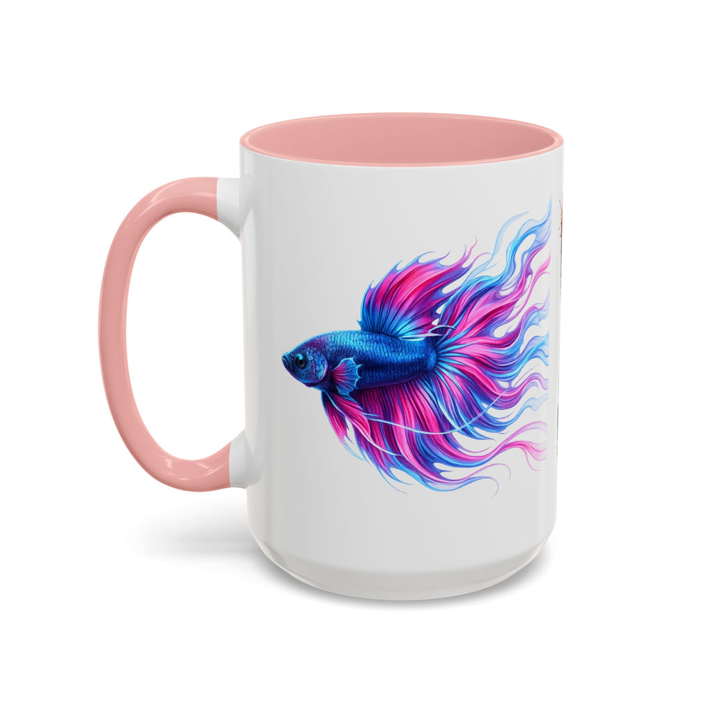 Betta Fish Accent Coffee Mug — Vibrant Neon Betta Design (11/15 oz)