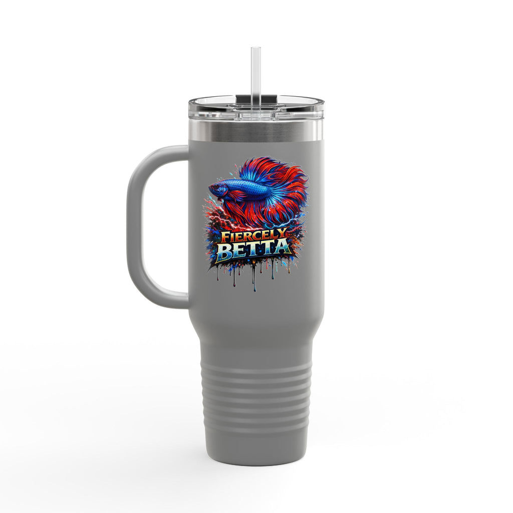 40oz Insulated Travel Mug — 'Fiercely Betta' Colorful Betta Fish Design