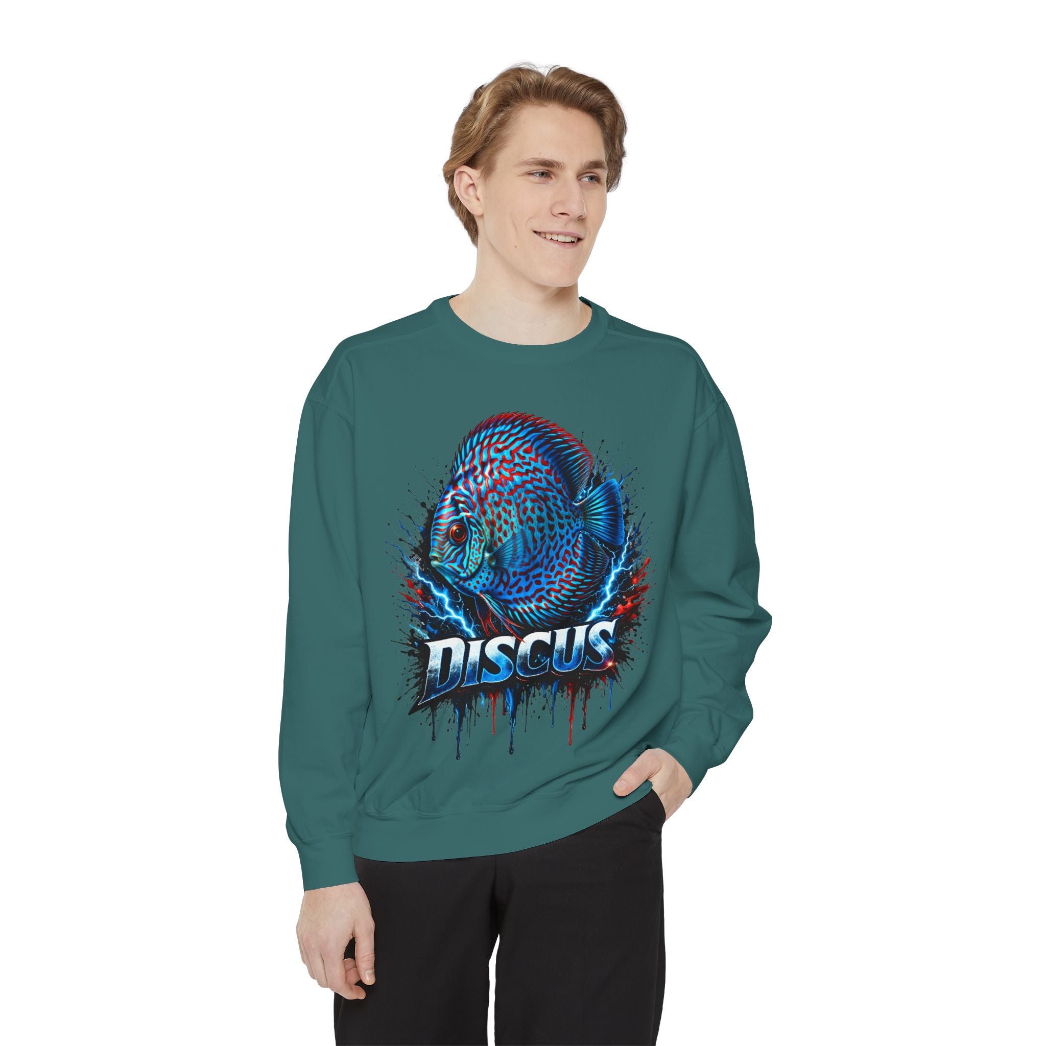 Discus Fish Graphic Sweatshirt — Vibrant Aquarium Lover Crewneck
